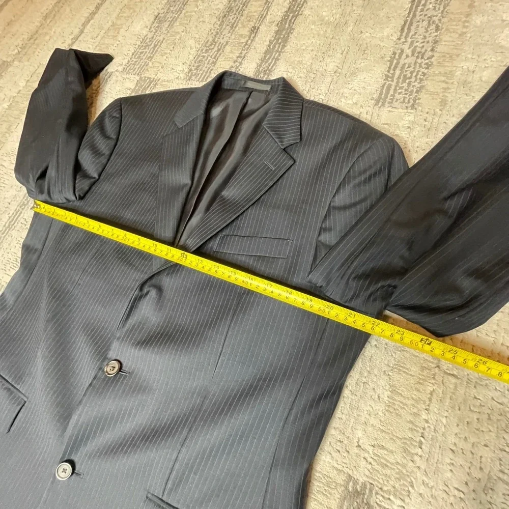 Lauren Ralph Lauren Mens 42L‎ Navy Blue Pinstripe Wool 2-Button Blazer Jacket